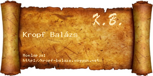 Kropf Balázs névjegykártya